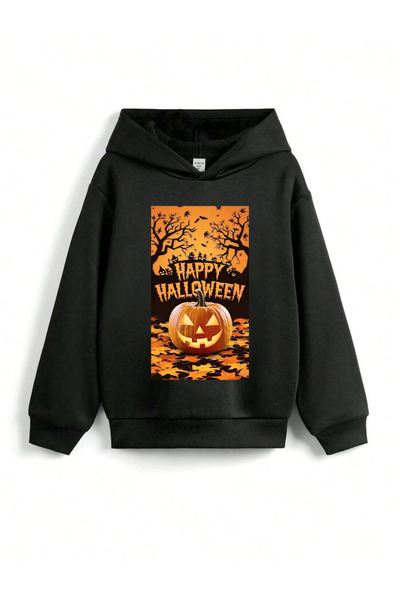 stil x ХЕЛОУИН - ХЕЛОУИН ПЕЧАТАНА ДЕТСКА СВИТЕРКА С КАПЮШОН, 3-НИШЕНА КАНТА