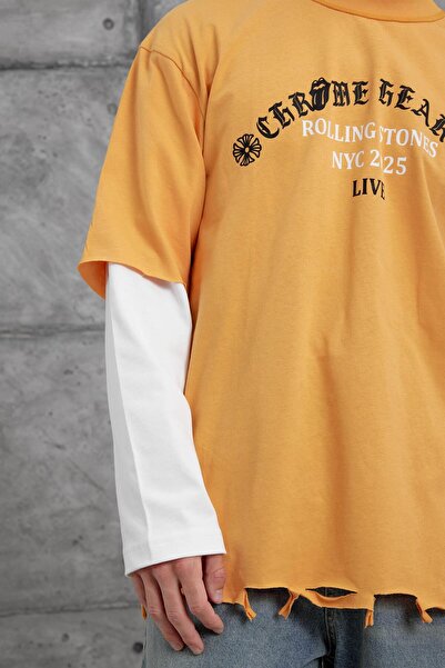 NOMARC Помаранчева кофта з рукавами та принтом Rolling Stone