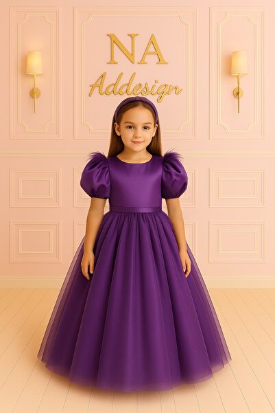 NA ADDESIGN Пухка сукня для дівчинки з атласною підкладкою та деталями на спи...