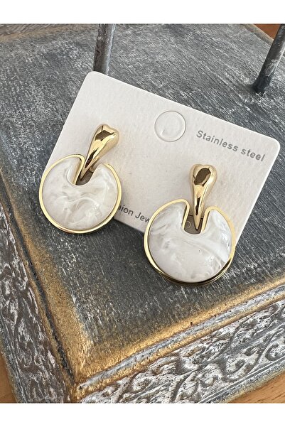 Neesh ÇELİK DMLA KAHVE KEMİK KÜPE (GOLD)