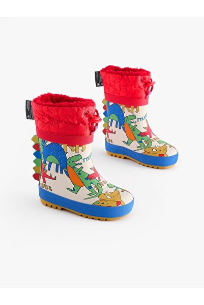 Next Baby Red Blue Thermal Dinosaur Patterned Boots / Rain Boots