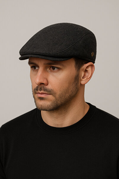 ZERAMİNE قبعة كلاسيكية سوداء للرجال – موديل أنيق من الصوف ذو ملمس مميز - مبطنة - قبعة لندن