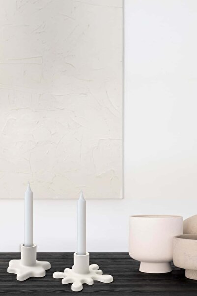 Otaera Su İzleri Mumluk Seti - 2'li Şamdan , Dekoratif Obje , Modern El Yapım...