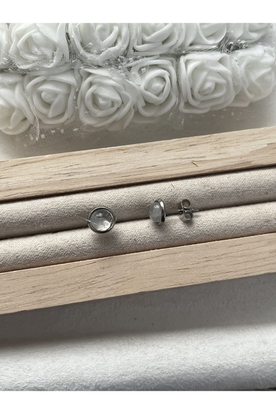 Pel Design Crystal Quartz Stone Steel Earrings Handcrafted