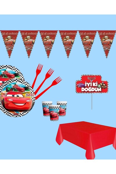 Evabrite Cars Arabalar Temalı Şimşek Mcquen Set 32 Kişilik Doğum Günü Parti M...