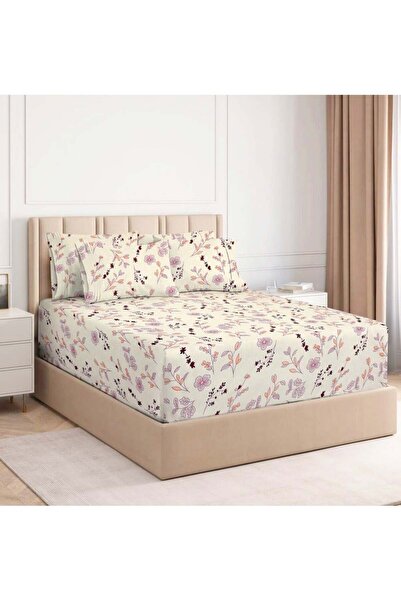 BSB HOME طقم ملاءة سرير كينج من القطن الفاخر مع غطاءين للوسائد مقاس 183×198 سم +25 سم - أبيض