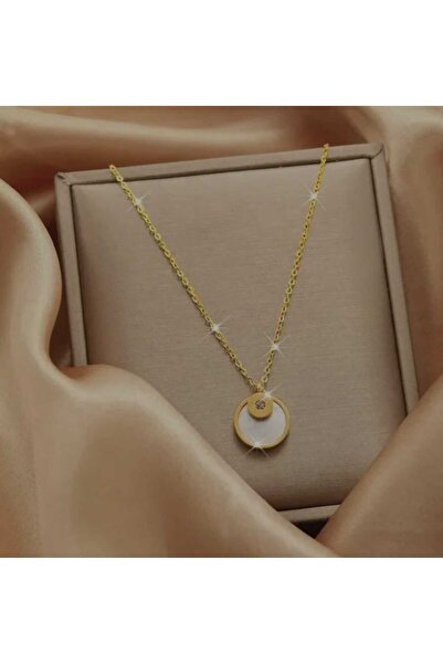 KADIN ÇELİK GOLD KOLYE