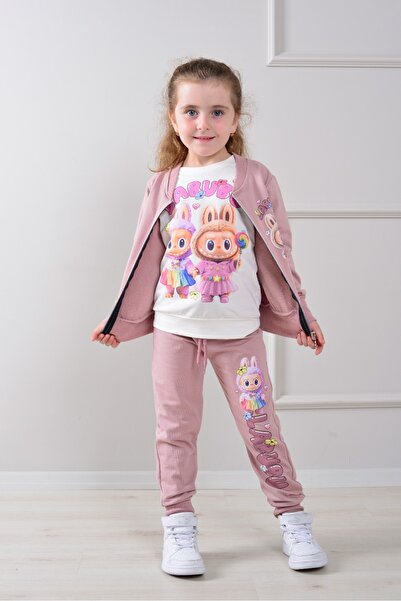 LİLLYPİCCA Σετ 3 τεμαχίων για κορίτσια με σχέδια χαρακτήρων, διπλό νήμα, ζακέτα με μακριά μανίκια, μπαντί και κολάν