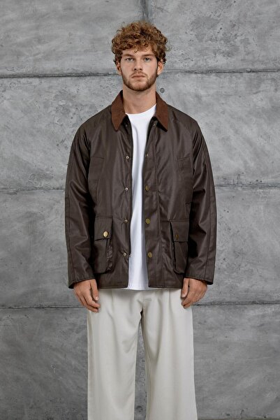 NOMARC Μπουφάν καφέ Mrk Oilcloth ελαφρύ