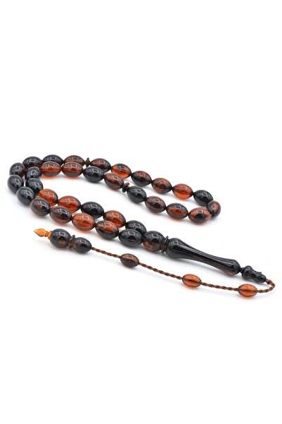 Murty99 سبحة من حجر الكهرمان الأسود البرتقالي المقطوع بشكل منظم وبحجم كبير