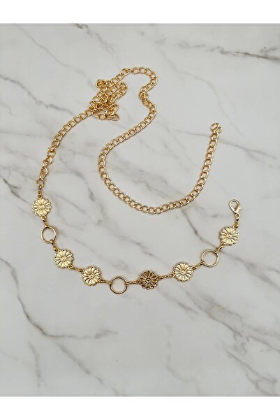 EMR Official Curea rotundă cu lanț cu model de margarete, centură pentru femei, centură pentru jachetă, centură pentru rochie, centură pentru talie