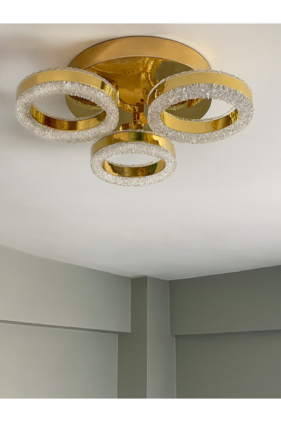 NOONLUX DESIGN&LIGHTING Kono Plafonyer Led Gold Kaplama Avize Salon Yatak Odası Antre