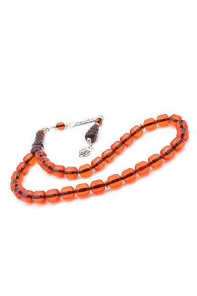 Murty99 Barrel Cut Large Size Red Powder Press Amber Prayer Beads