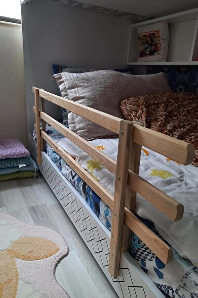 evbiziz Doğal Ahşap Bebek Çocuk Koruma Bariyeri Beşik Korkuluğu 100 cm -45 cm...