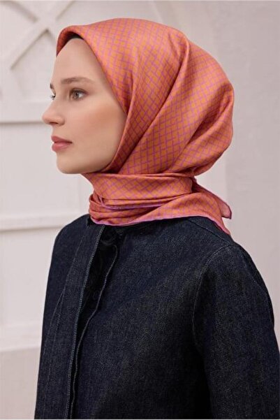 Belli Tivil Pure Silk Scarf IST 4203 - 37 Πορτοκαλί γεωμετρικό σχέδιο