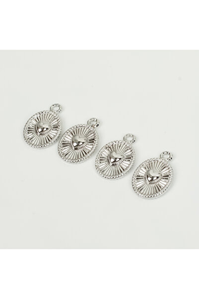 yfhobi 1 Adet - 21 mm Kalp Desen Metal Uç, Takı İçin Charm Uç, Rodyum Kaplama...