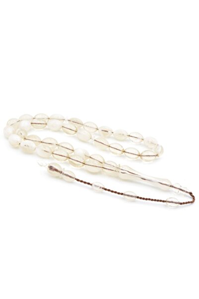 Murty99 سبحة من حجر الكهرمان الأبيض المسحوق بقطع نظامي كبير الحجم