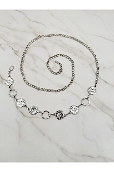 EMR Official Στρογγυλή ζώνη με αλυσίδα με σχέδιο μαργαρίτα, γυναικεία ζώνη, ζώνη σακάκι, ζώνη φορέματος, ζώνη μέσης