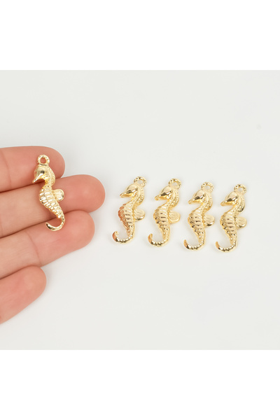 yfhobi 1 Adet - 29 mm Deniz Atı Desen Metal Uç, Takı İçin Charm Uç, Altın Kap...