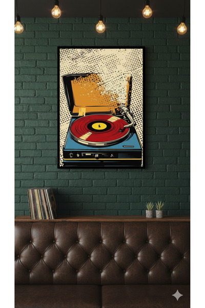 RS JANTİ STORE Tablou Pop-Art cu gramofon |   Decor de perete cu plăci retro |   Poster din lemn cu muzică vintage