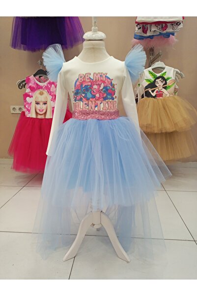 Niliya çocuk giyim فستان حفلات طويل الأكمام بتصميم ستيتش