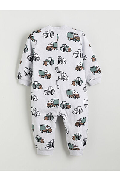 LC Waikiki Gray 1.6 Tog Baby Boy Jumpsuit with Vehicle Pattern
