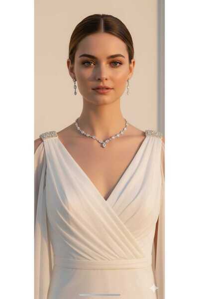 Ümaks Silvers – Infinite Shine Zircon Stone Special Day Set (Necklace + Earrings)
