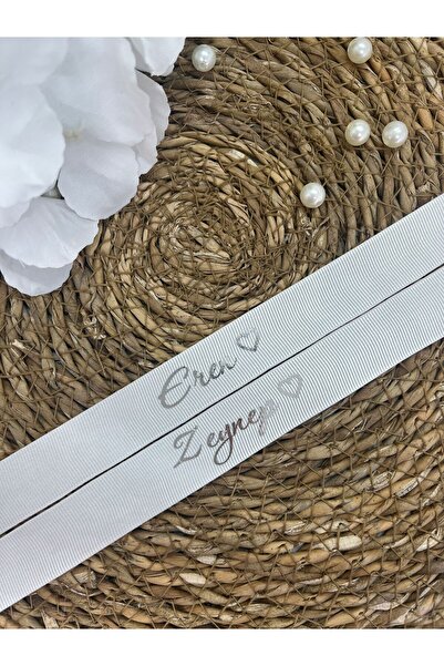 imzatasarım Beyaz Renk Söz & Nişan Kişiye Özel Yüzük Kurdelesi Gümüş Baskılı ...