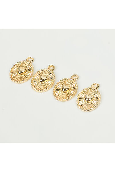 yfhobi 1 Adet - 21 mm Kalp Desen Metal Uç, Takı İçin Charm Uç, Altın Kaplama ...