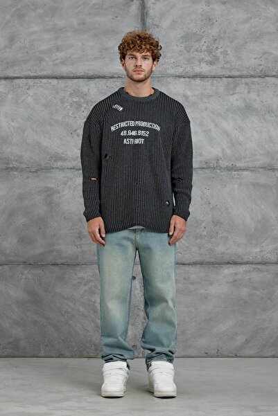 NOMARC Smoked Nmrc Oversized Knitwear with Ripped Detail