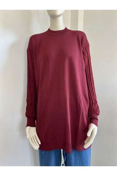 Butik Parıltılı Kol Detaylı Triko Tunik