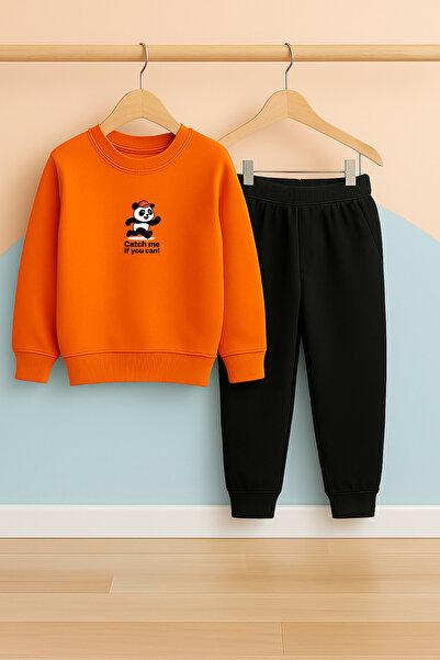 BookOrBook Παιδικό Σετ Αθλητικής Φόρμας | Αρκουδάκι Πάντα | 3-12 ετών | 100% βαμβάκι 3 κλωστές Σ επένδυση fleece Χοντρό ύφασμα | Χειμώνας