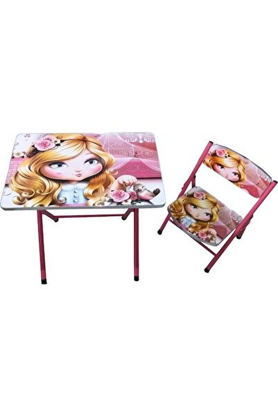 NOVOKIDS ™ My First Folding Table with Folding Chair, Pink Princess