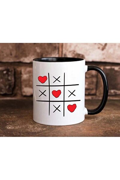 NASAQ RYN Valentine's Day Tic Tac Toe Mug - Xoxo Red Heart Coffee Mug
