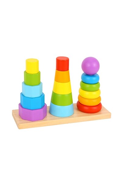 NOVOKIDS Jucărie educativă de sortare din lemn NOVOKIDS™ Turnuri din lemn, 3 ...