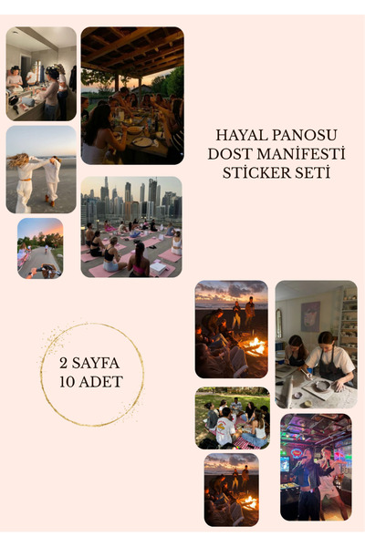 ANSHA CRAFTS Hayal Panosu "DOST MANİFESTİ" -Vision Board Sticker Seti (2 Sayf...