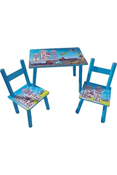 NOVOKIDS Set masă pentru copii cu două scaune Novokids™ Prima mea masă, albastru