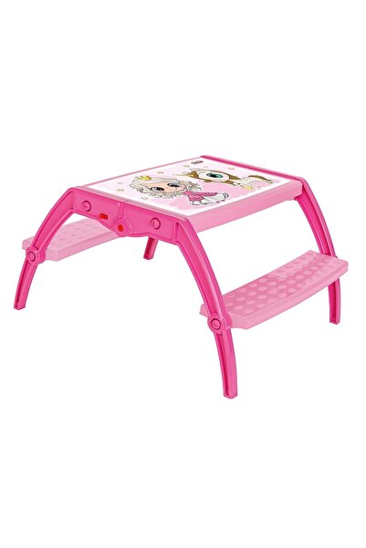 NOVOKIDS Children's Table with Two Benches Novokids™ Study Table, Princess with Unicorn Model, Pink