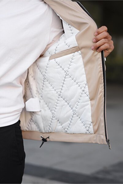 MİS MODA Men's Interlined Leather Coat