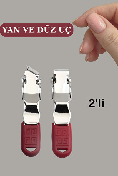 Uni zer 2 li Düz ve Yan Uçlu Tırnak Makası Batık Tırnak Makası Seti Kırmızı