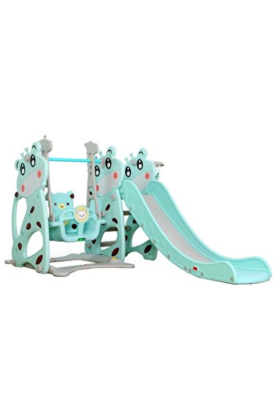NOVOKIDS 3-in-1 Slide for Kids Giraffe Playground with Swing, Indoor and Outdoor, Max 25 kg, Basketb
