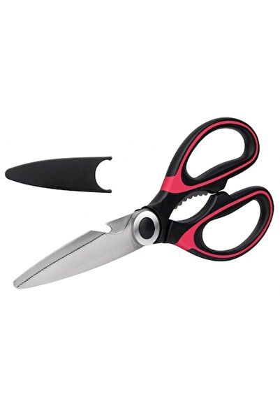 vadrami Heavy duty multifunctional kitchen and garden scissor, stainless steel, 20.5 cm, black-red, dishwas