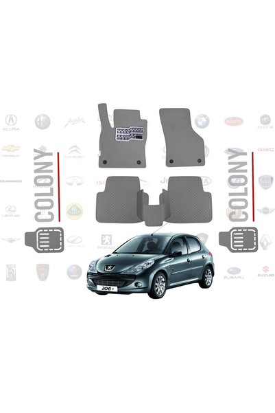 COLONY Peugeot 206 Uyumlu EVA Paspas Tam Set–Araca Özel,Su Geçirmez,Kolay Mon...