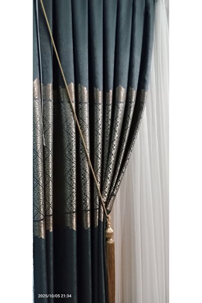 Store Zümrüt yeşili Pano fon perde