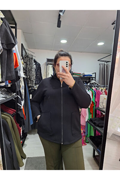 aysen Büyük Beden 3 İplik Kumaş Polar Hırka