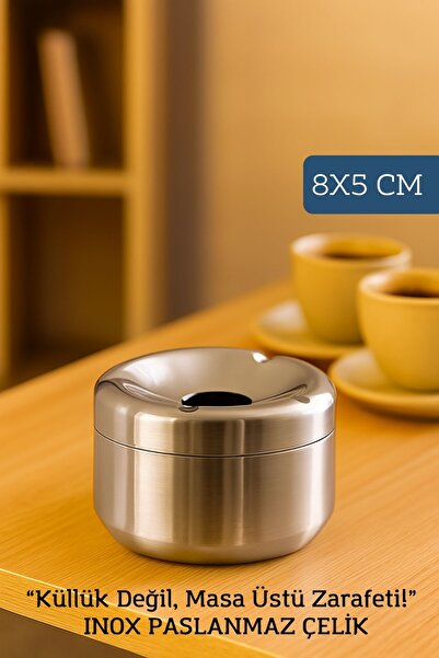 Transformacion Нержавіюча сталь Inox Попільничка – 8 x 5 см | Сучасний, гігієнічний та міцний дизайн 722189