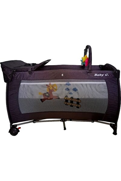 NOVOKIDS Baby C Folding Crib, 120x60 cm, Convertible Playpen, 2 Levels, Detachable Changing Table, P