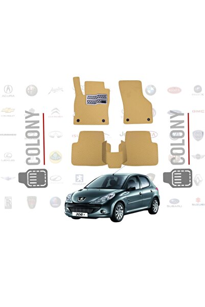 COLONY Peugeot 206 Uyumlu EVA Paspas Tam Set–Araca Özel,Su Geçirmez,Kolay Mon...
