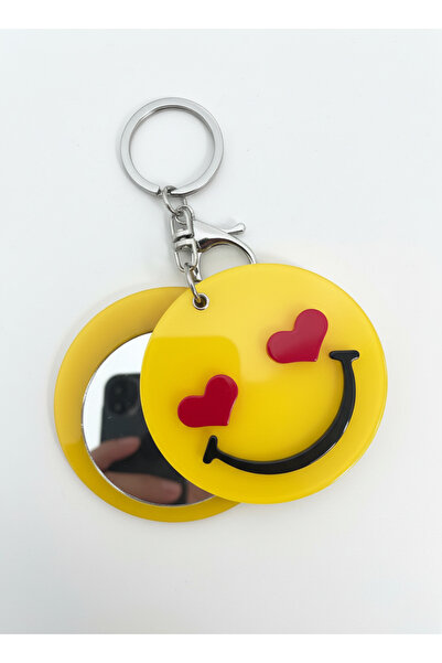 Livenda Shop Breloc cu oglindă cu tematică Smiley Face, ornament pentru geant...