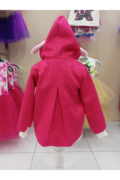 Niliya çocuk giyim Pink Chanel Fabric Hooded Girl's Coat